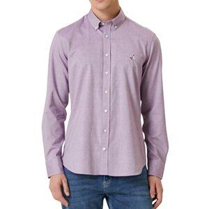 Beyman Club Comfort Fit Oxford Pink 100% Cotton Pearl Snap Closure Shirt Size L